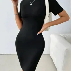 Vestido Casual De Cuello Redondo. Talla S