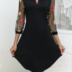 Vestido con manga ilusión floral Talla XL