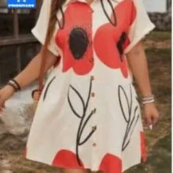 Vestido informal,Crema y naranja. Talla XL