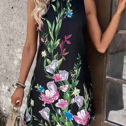 Vestido túnica con estampado floral vibrante