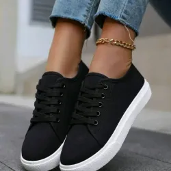 Zapatillas de lona con suela gruesa para mujer. Talla 39