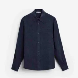 Camisa Fluida azul oscura Zara