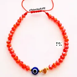 PULSERA CON OJO TURCO AZUL Y CONECTOR DE CORAZÓN