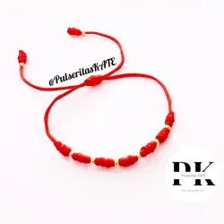 PULSERA DE 7 NUDOS CON BALINES DE CHAPA DE ORO
