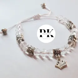 PULSERA DE SWAROVSKI TRANSPARENTE CON DIJE DE CORONA