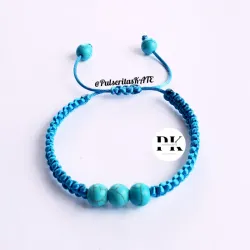 PULSERA TEJIDA CON DETALLES DE TURQUESA AZUL