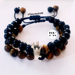 PULSERAS DE ÁGATA NEGRA Y OJO DE TIGRE PARA PAREJAS