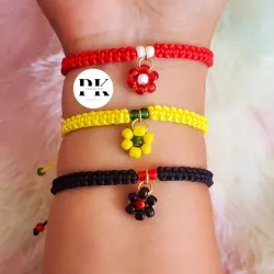 PULSERAS TEJIDAS CON FLORES