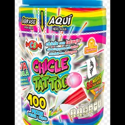Pomo de chicles con tatuaje