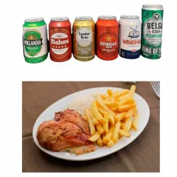 6 Cervezas Importadas + Pollo Frito y Papas