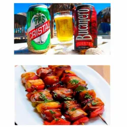 6 Cervezas Nacionales + Brochetas Carne 