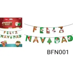 BANDERIN FELIZ NAVIDAD LETRAS CARTON
