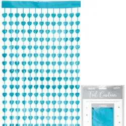 CORTINA MET FLECOS CORAZON CELESTE