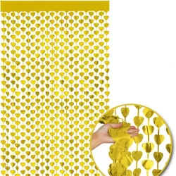 CORTINA MET FLECOS CORAZON DORADO