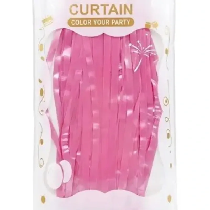 CORTINA MET FLECOS ROSADO PASTEL