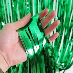 CORTINA MET FLECOS VERDE METALIZADO