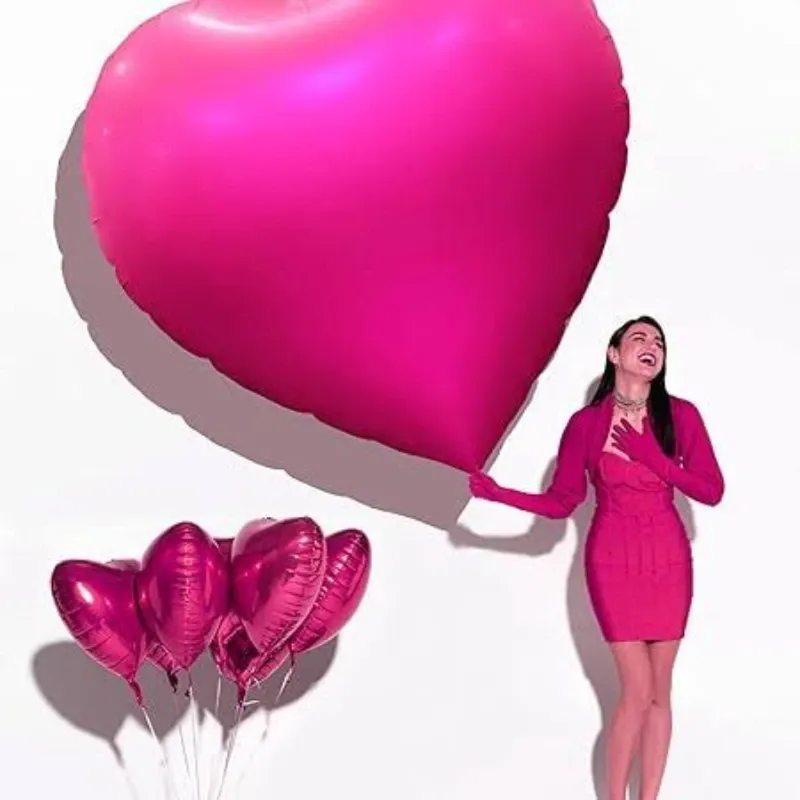 GLOBO MET 16" CORAZON FUCSIA