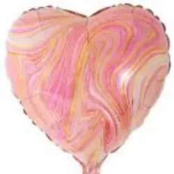 GLOBO MET 16" CORAZON LINEA DORADO ROSADO