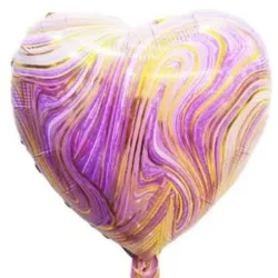 GLOBO MET 16" CORAZON LINEA DORADO MORADO