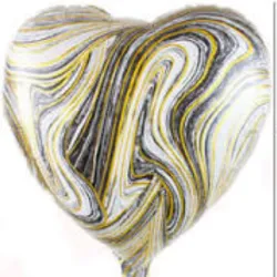 GLOBO MET 16" CORAZON LINEA DORADO NEGRO