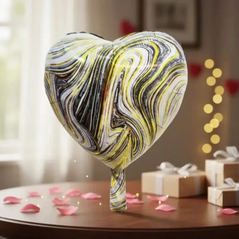 GLOBO MET 16" CORAZON LINEA DORADO NEGRO