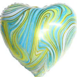 GLOBO MET 16" CORAZON LINEA DORADO VERDE