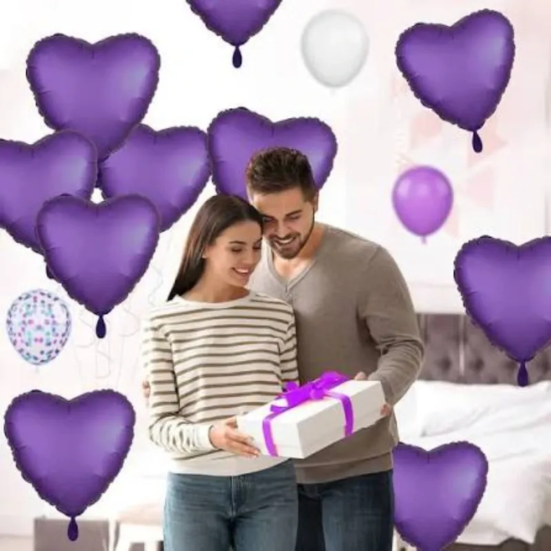 GLOBO MET 16" CORAZON MORADO