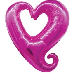 GLOBO MET 16" CORAZON PARTIDO FUCSIA