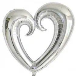 GLOBO MET 16" CORAZON PARTIDO PLATEADO