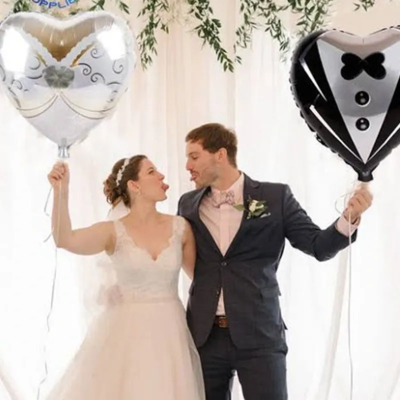 GLOBO MET 16" CORAZON TRAJE NOVIA