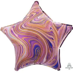 GLOBO MET 16" ESTRELLA LINEAS DORADAS MORADO