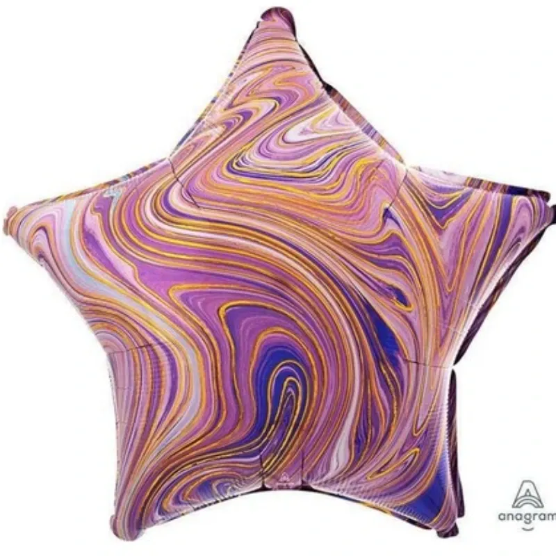 GLOBO MET 16" ESTRELLA LINEAS DORADAS MORADO