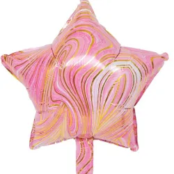 GLOBO MET 16" ESTRELLA LINEAS DORADAS ROSADO