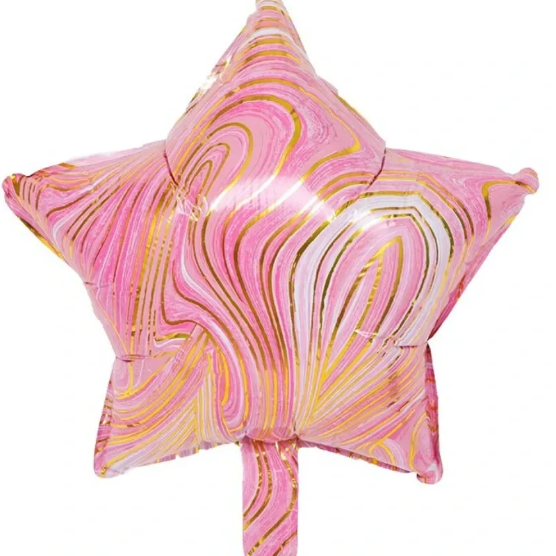 GLOBO MET 16" ESTRELLA LINEAS DORADAS ROSADO