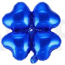 GLOBO MET 16" FLOR 4 PETALOS DE CORAZON AZUL