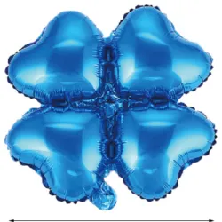 GLOBO MET 16" FLOR 4 PETALOS DE CORAZON CELESTE