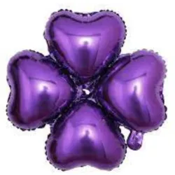 GLOBO MET 16" FLOR 4 PETALOS DE CORAZON MORADO