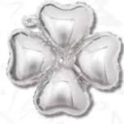 GLOBO MET 16" FLOR 4 PETALOS DE CORAZON PLATEADO