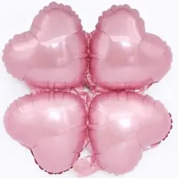 GLOBO MET 16" FLOR 4 PETALOS DE CORAZON ROSAPALO