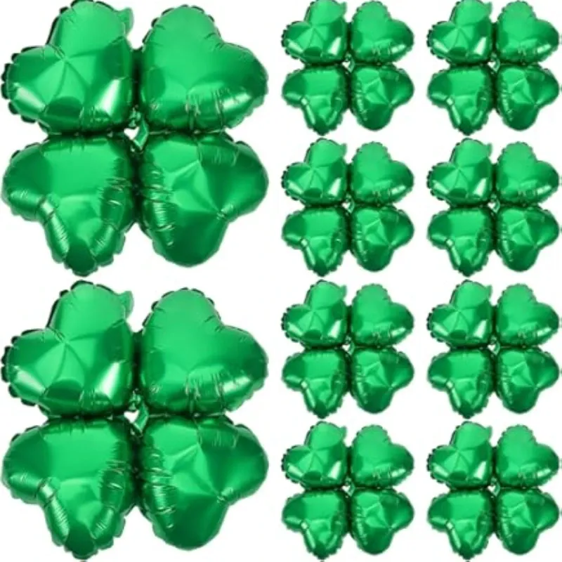 GLOBO MET 16" FLOR 4 PETALOS DE CORAZON VERDE