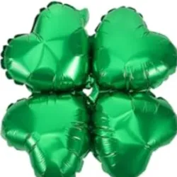 GLOBO MET 16" FLOR 4 PETALOS DE CORAZON VERDE