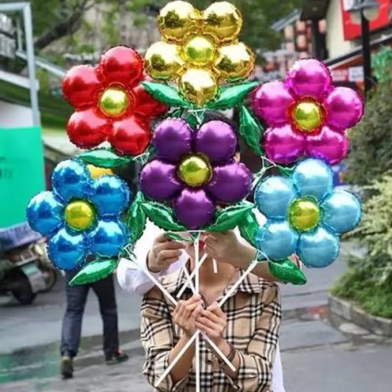 GLOBO MET 16" FLOR CELESTE