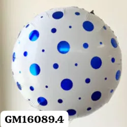 GLOBO MET 16" REDONDO BLANCO CON BOLA AZUL
