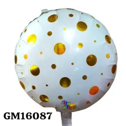 GLOBO MET 16" REDONDO BLANCO CON BOLA DORADA
