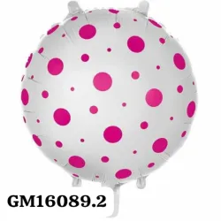 GLOBO MET 16" REDONDO BLANCO CON BOLA FUCSIA