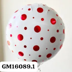 GLOBO MET 16" REDONDO BLANCO CON BOLA ROJA