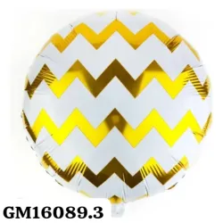 GLOBO MET 16" REDONDO BLANCO CON LINEA DORADA