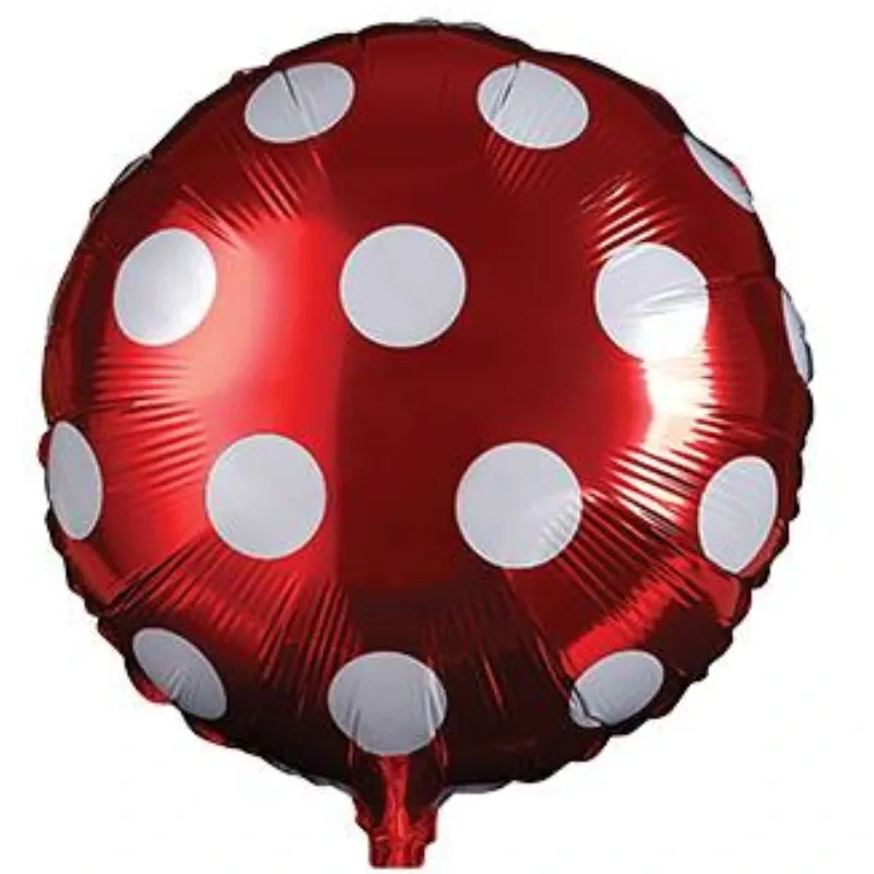 GLOBO MET 16" REDONDO BOLA BLANCA FONDO ROJO