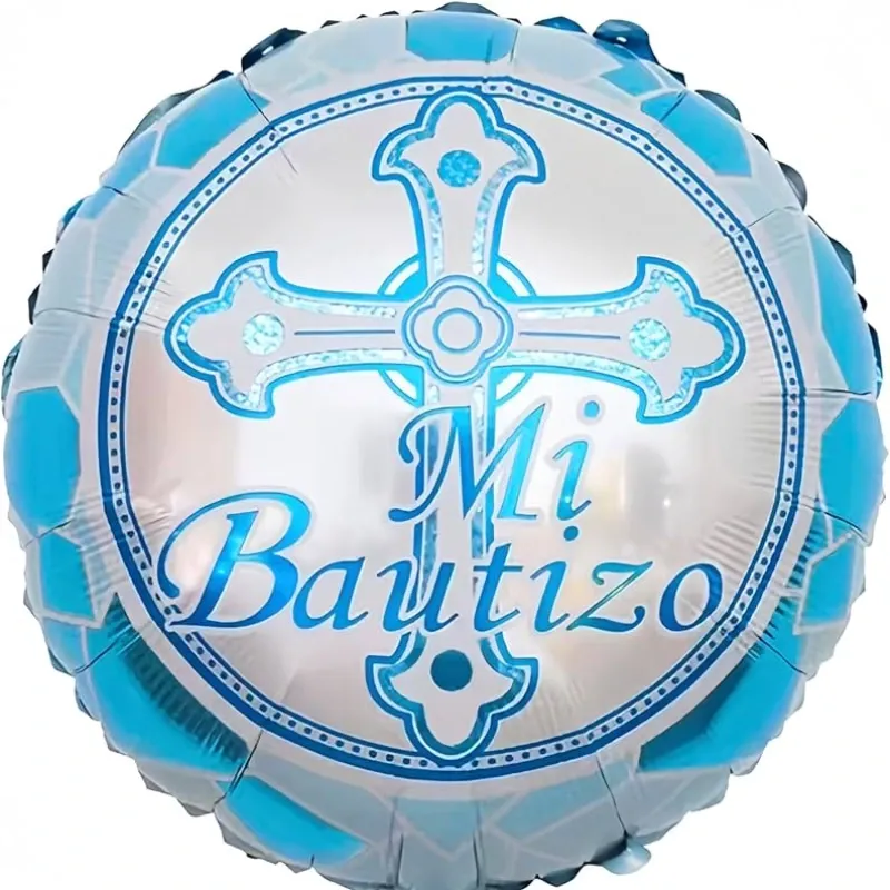 GLOBO MET 16" REDONDO MI BAUTIZO CELESTE