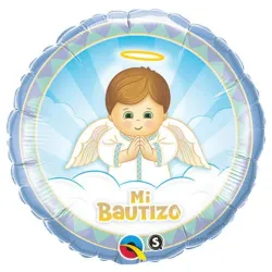 GLOBO MET 16" REDONDO MI BAUTIZO CELESTE